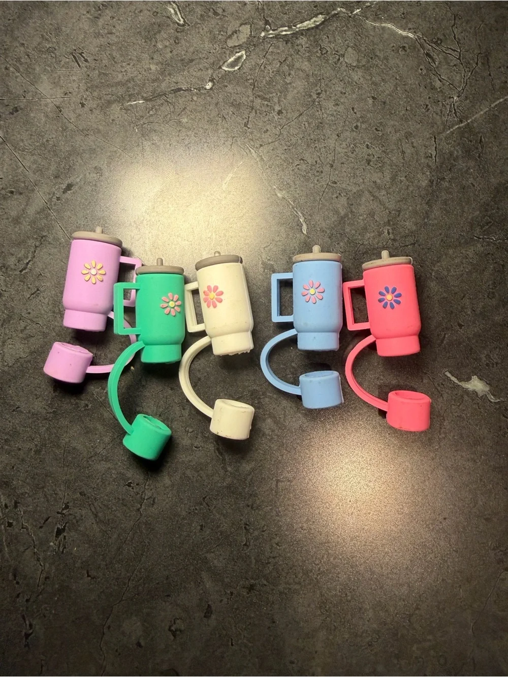 mini silicone Drinking straw toppers Set Of 5